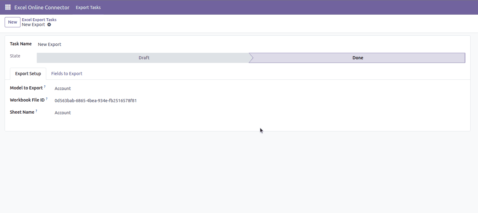 Configuring the Odoo to Excel Online model mapping