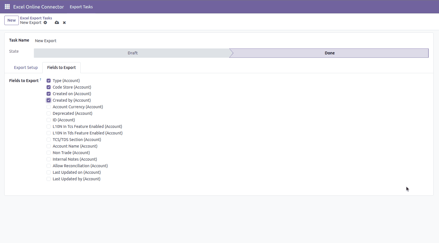 Excel Online connector configuration inside Odoo
