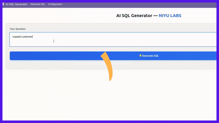 AI SQL Generator product demo GIF